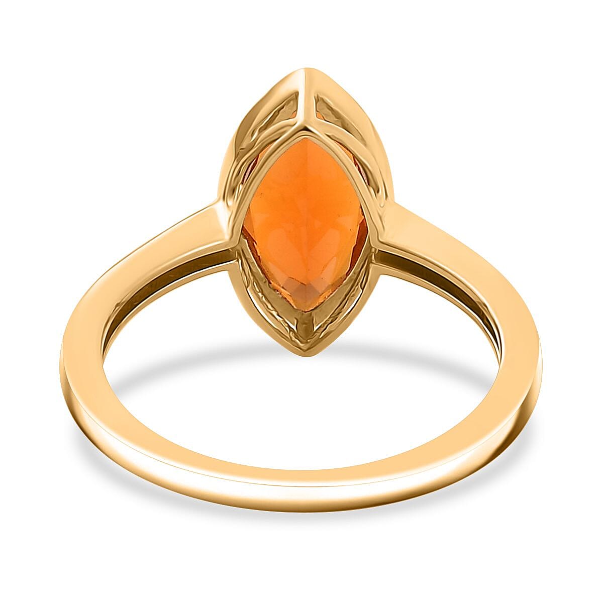 9K Yellow Gold AA Mexican Cherry Fire Opal Solitaire Ring 1.14 Ct 7961863 9