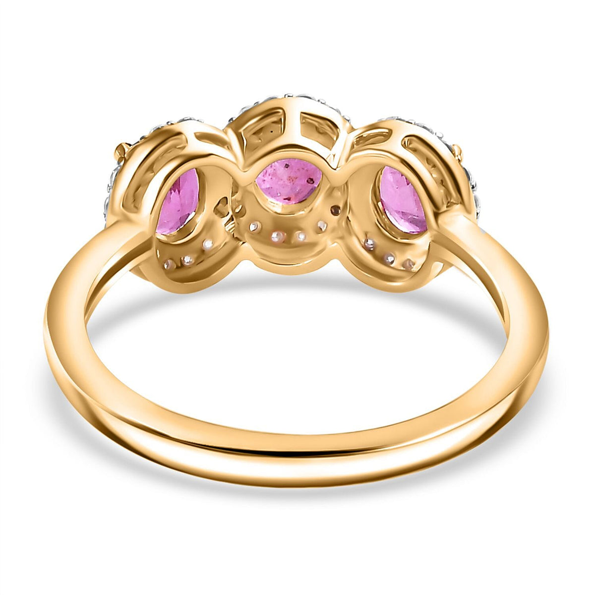 First Time Ever - 9K Yellow Gold Mozambique Pink Sapphire and Moissanite Ring 1.60 ct. 7892520 4