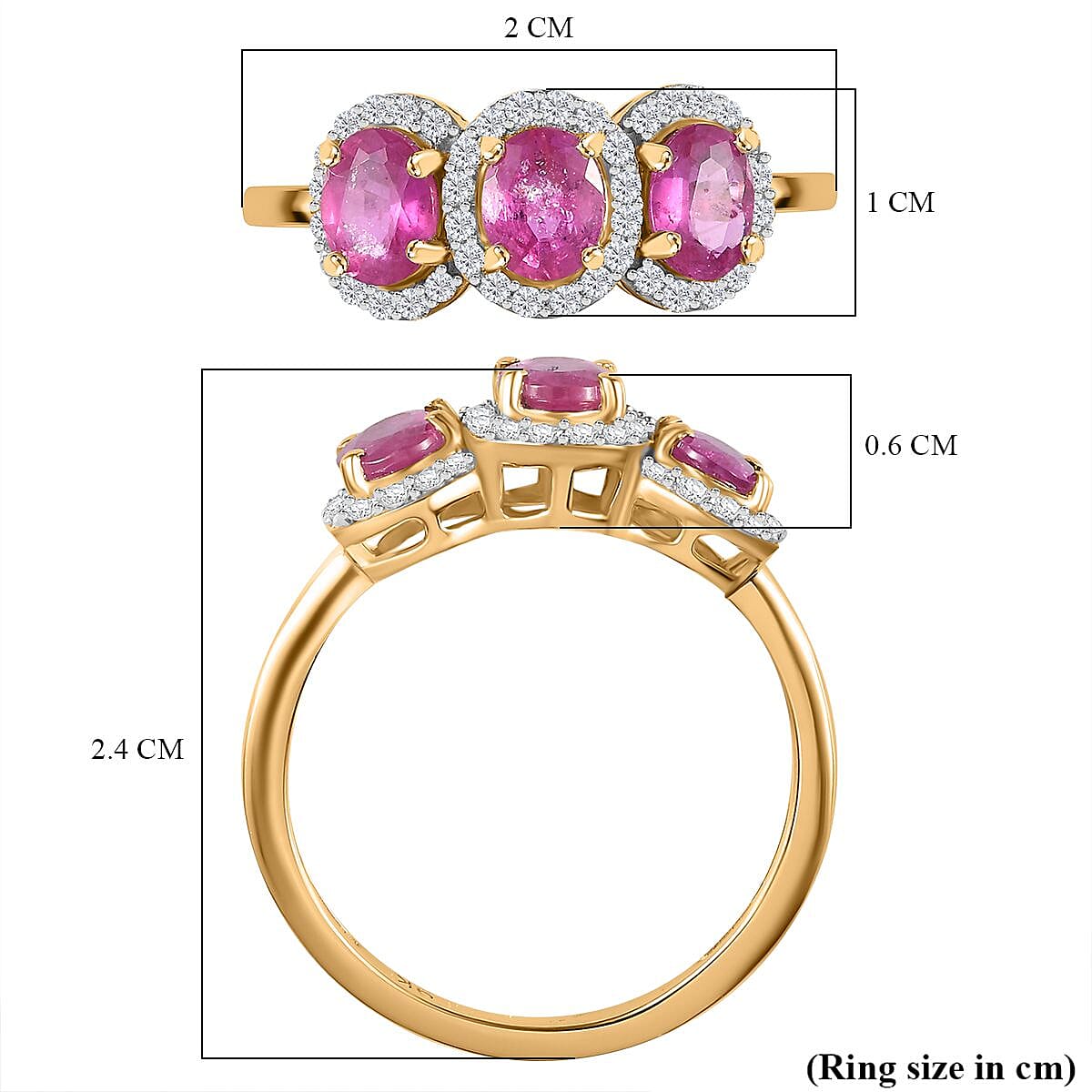 First Time Ever - 9K Yellow Gold Mozambique Pink Sapphire and Moissanite Ring 1.60 ct. 7892520 5