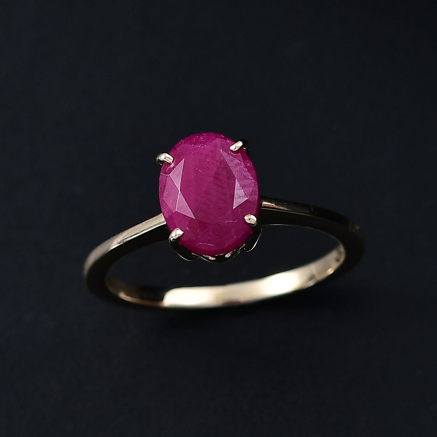 Mozambique Ruby Solitaire Ring in 9K Yellow Gold 8022893 2