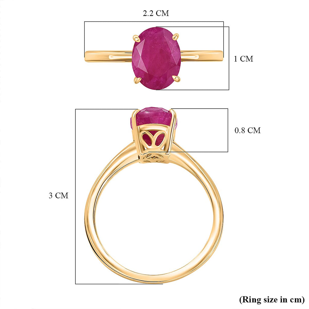 9K Yellow Gold Mozambique Ruby Ring 3.15 Ct.