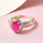 9K Yellow Gold Natural AAA Mozambique Ruby and Diamond Ring 2.00 Ct.