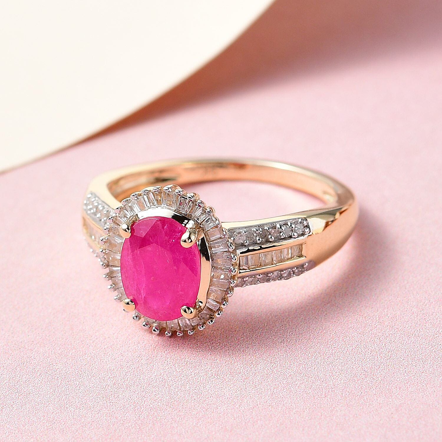 9K Yellow Gold Natural AAA Mozambique Ruby and Diamond Ring 2.00 Ct. 7259890 1