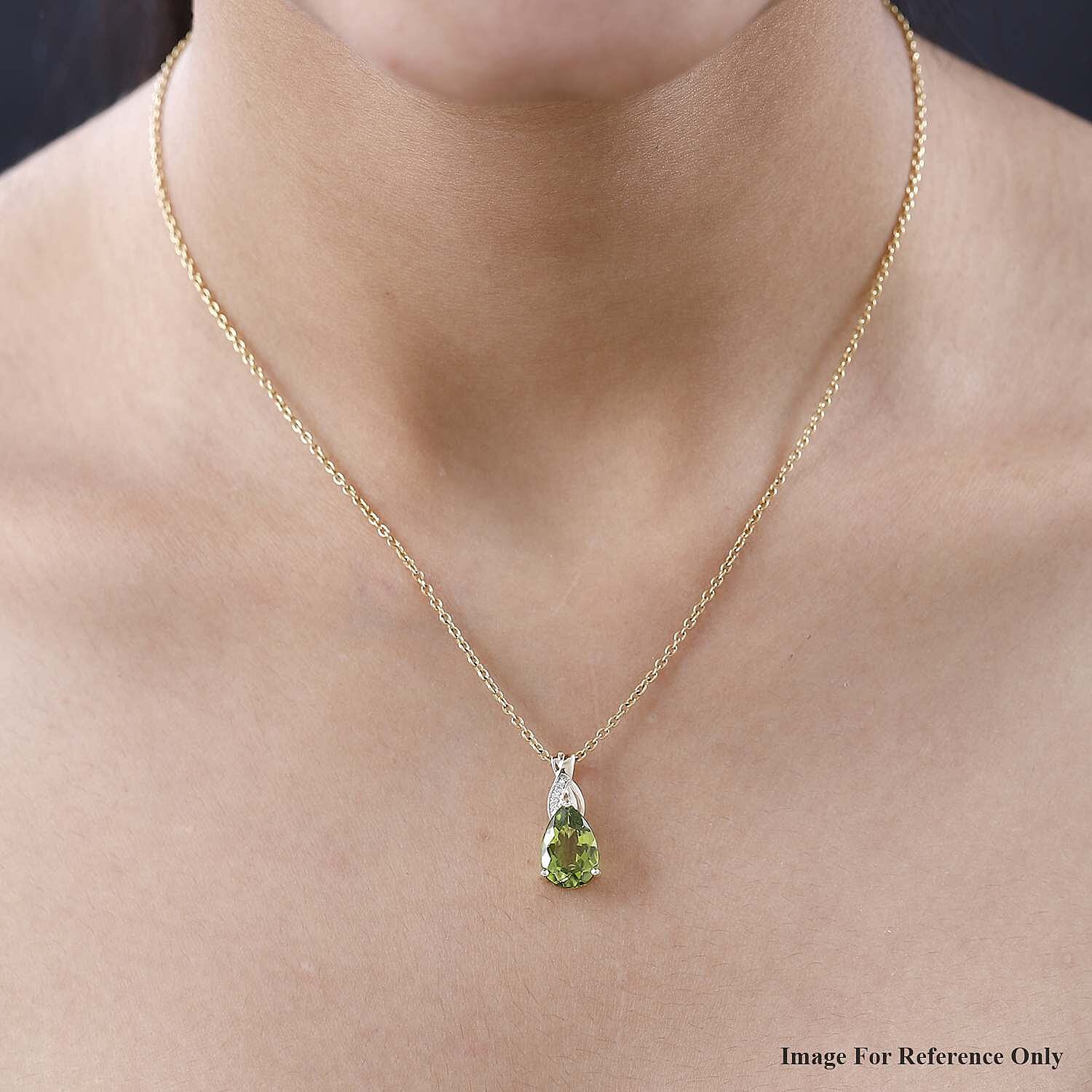 9K Yellow Gold Arizona Peridot and Moissanite Pendant 3.12 Ct. 7582980 2