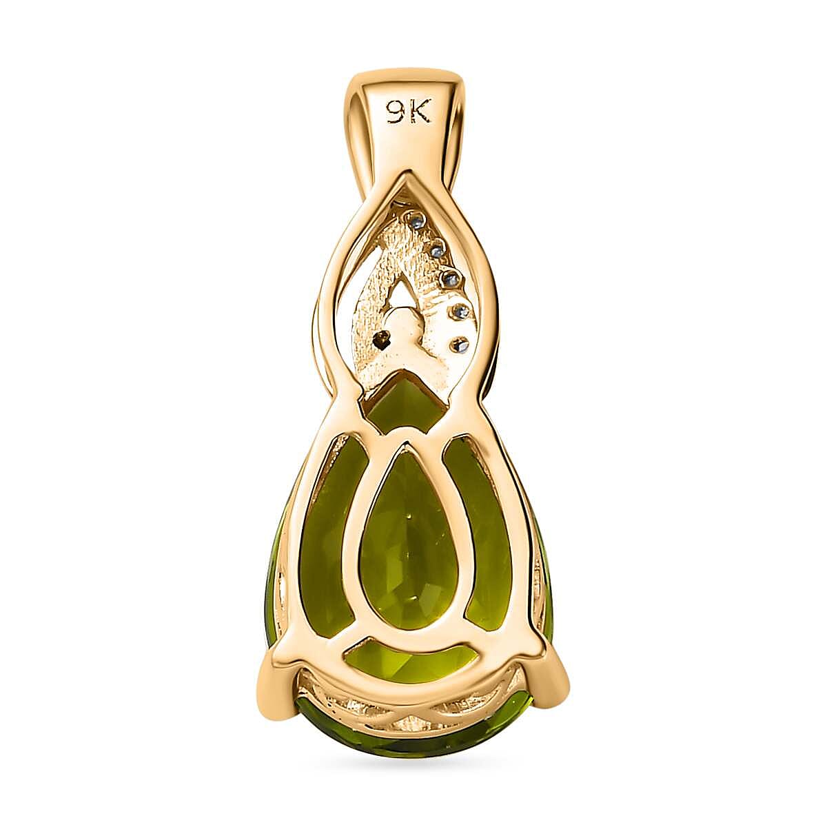 9K Yellow Gold Arizona Peridot and Moissanite Pendant 3.12 Ct. 7582980 5