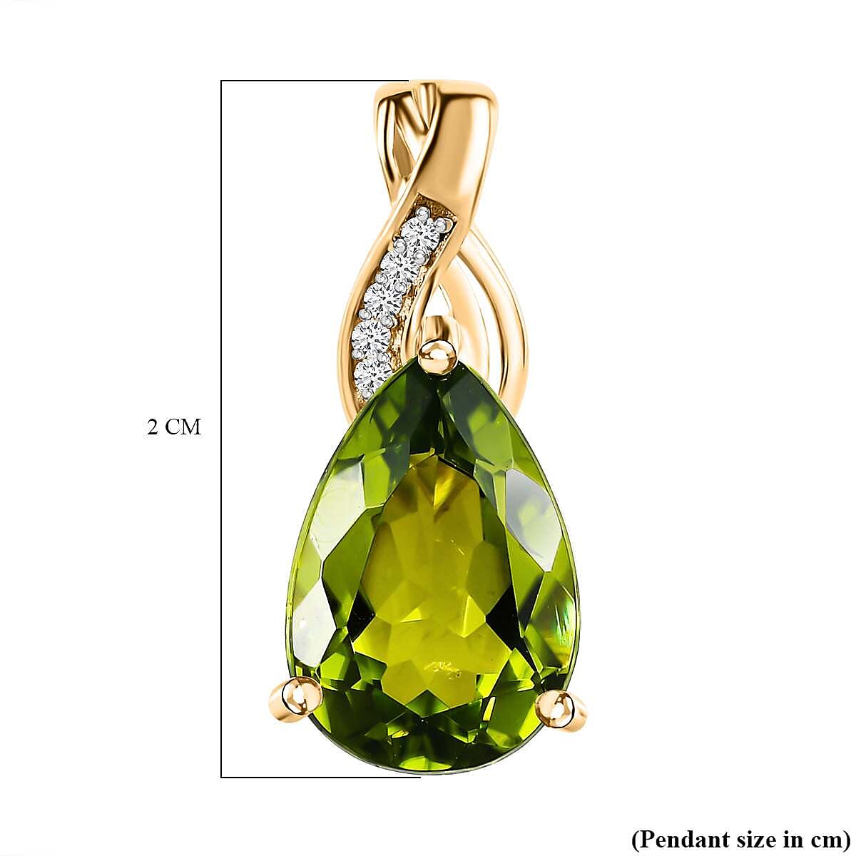 9K Yellow Gold Arizona Peridot and Moissanite Pendant 3.12 Ct. 7582980 6