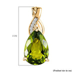 9K Yellow Gold Arizona Peridot and Moissanite Pendant 3.12 Ct.