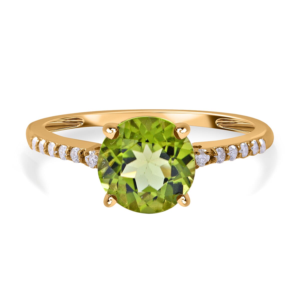 9K Yellow Gold Hebei Peridot and Moissanite Ring 2.15 Ct. 7539909 0