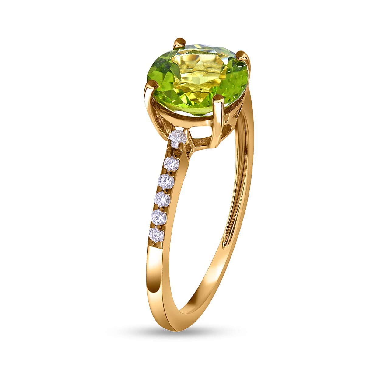 9K Yellow Gold Hebei Peridot and Moissanite Ring 2.15 Ct. 7539909 3