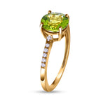 9K Yellow Gold Hebei Peridot and Moissanite Ring 2.15 Ct.