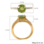 9K Yellow Gold Hebei Peridot and Moissanite Ring 2.15 Ct.