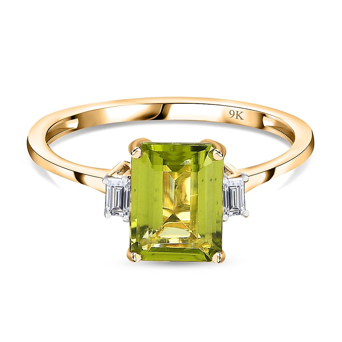 9K Yellow Gold Hebei Peridot &amp; Moissanite Ring 1.71 Ct. 7652102 0