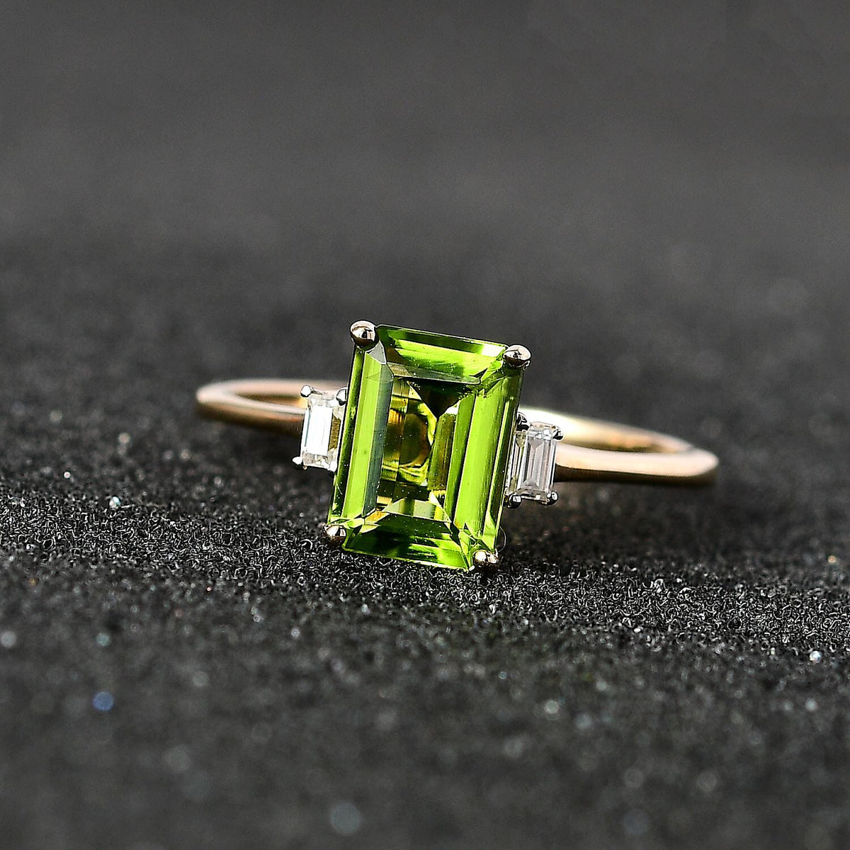 9K Yellow Gold Hebei Peridot &amp; Moissanite Ring 1.71 Ct. 7652102 1