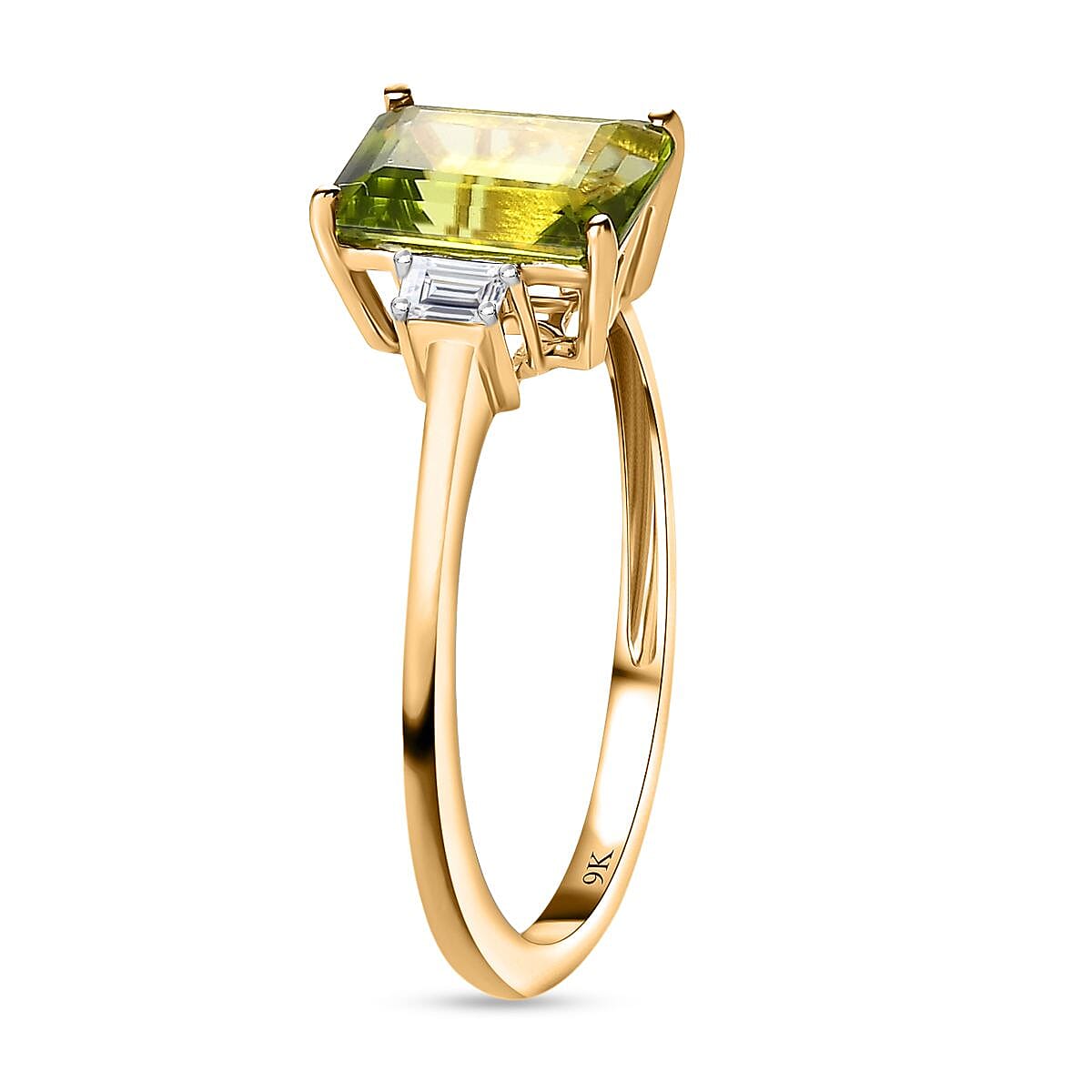 9K Yellow Gold Hebei Peridot &amp; Moissanite Ring 1.71 Ct. 7652102 3