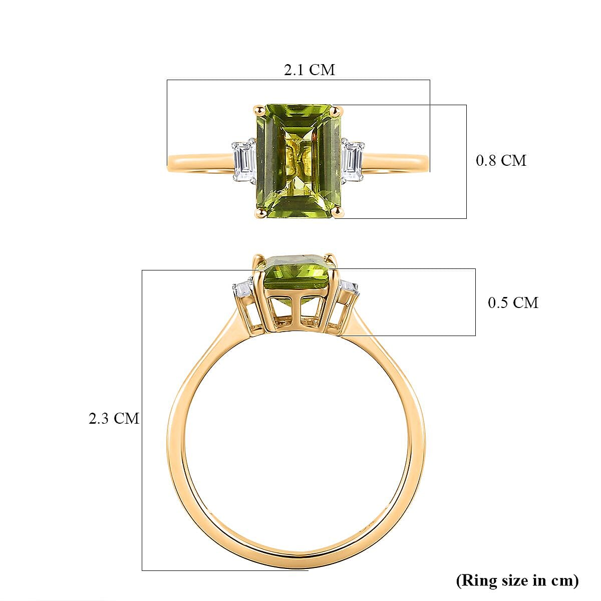 9K Yellow Gold Hebei Peridot &amp; Moissanite Ring 1.71 Ct. 7652102 5
