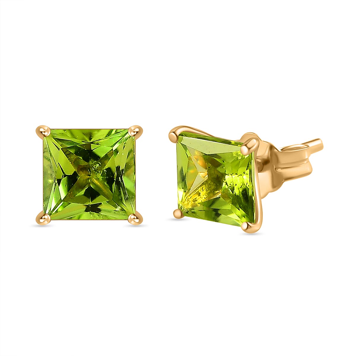 9K Yellow Gold Hebei Peridot Solitaire Earrings 2.33 Ct. 7661990 0