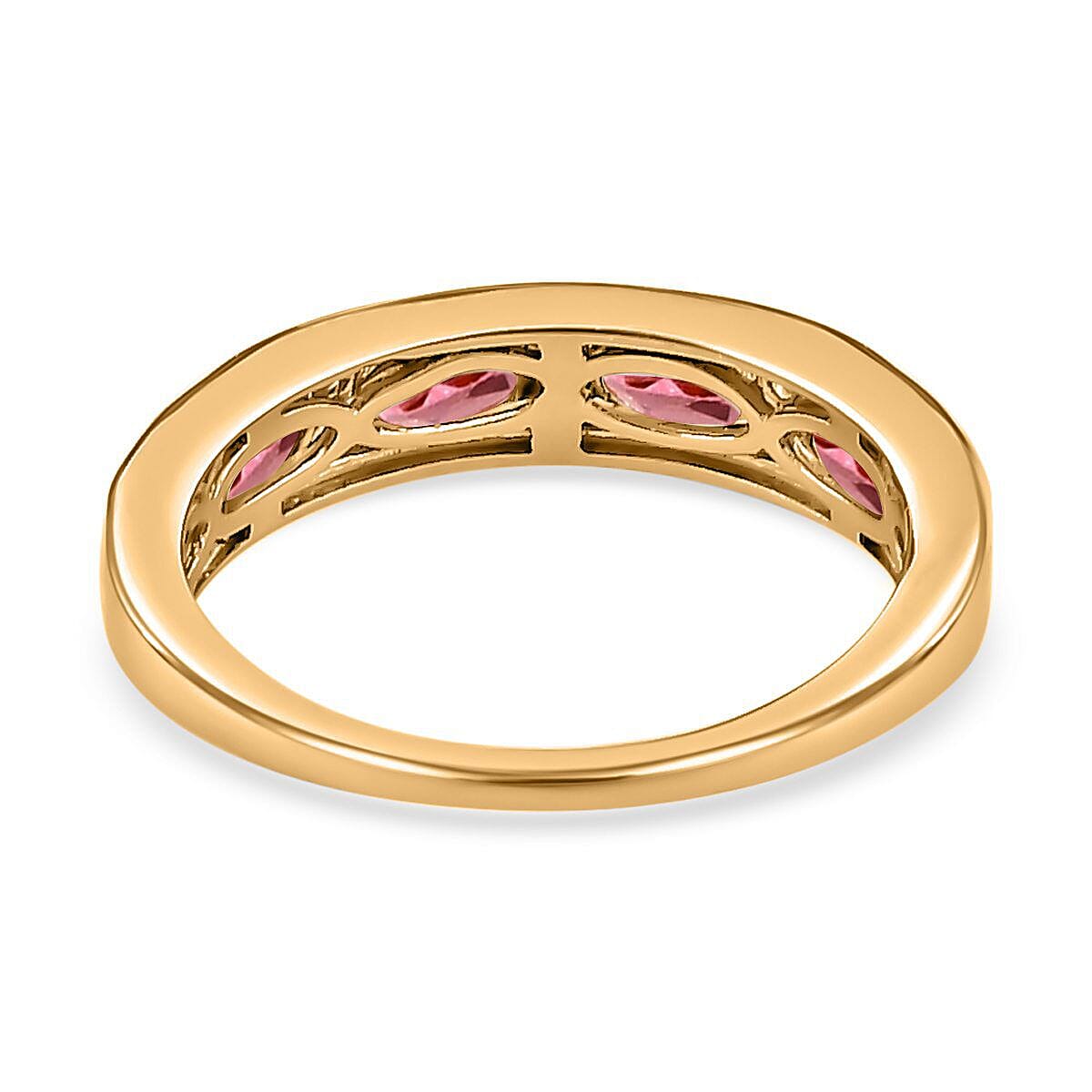 9K Yellow Gold Pink Tourmaline and Diamond Half Eternity Ring 1.09 Ct. 7238309 4