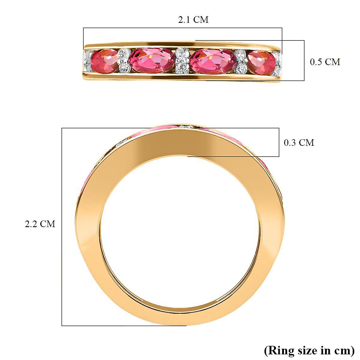 9K Yellow Gold Pink Tourmaline and Diamond Half Eternity Ring 1.09 Ct. 7238309 5