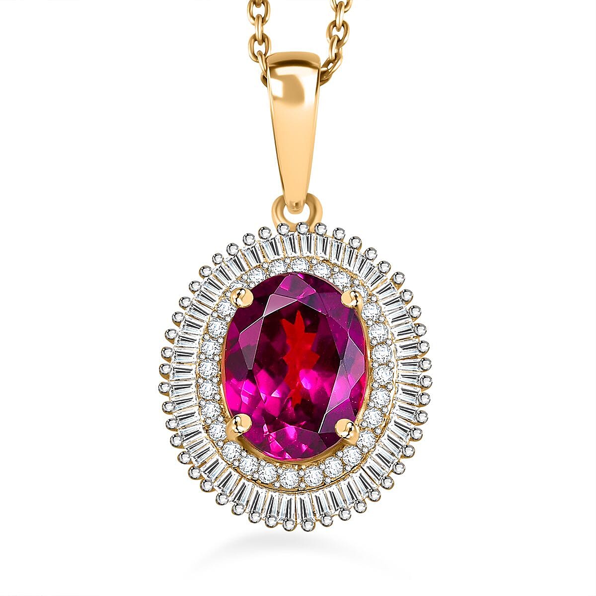 9K Yellow Gold Natural Ember Garnet &amp; Diamond Pendant 2.70 Ct 7784995 0