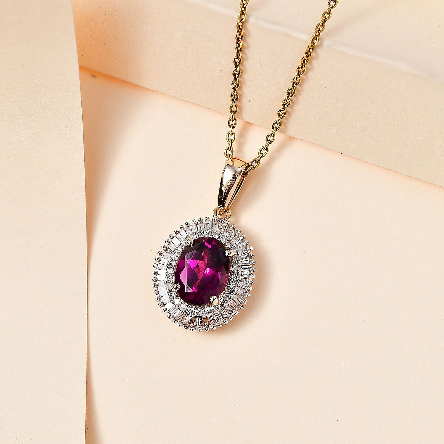 9K Yellow Gold Natural Ember Garnet &amp; Diamond Pendant 2.70 Ct 7784995 3