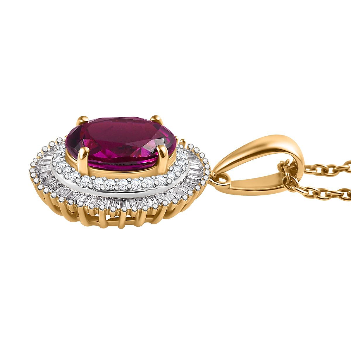 9K Yellow Gold Natural Ember Garnet &amp; Diamond Pendant 2.70 Ct 7784995 4