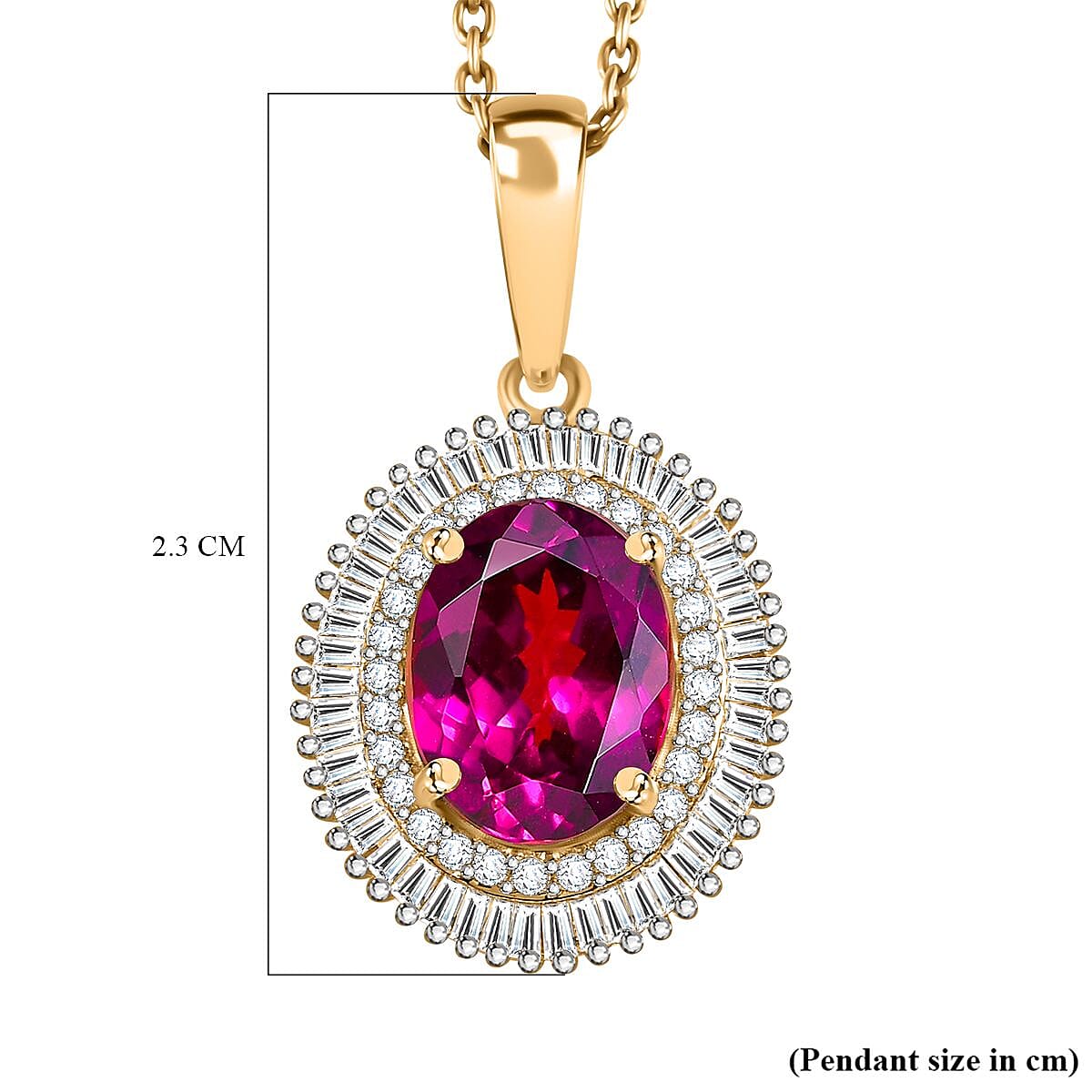 9K Yellow Gold Natural Ember Garnet &amp; Diamond Pendant 2.70 Ct 7784995 6