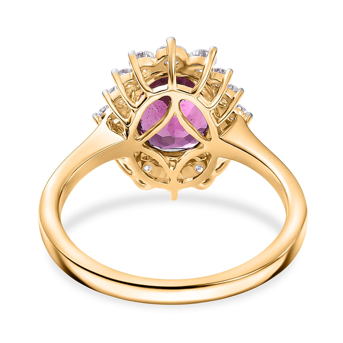 Tony Diniz Collection- 9K Yellow Gold Natural Radiant Ember Purple Garnet &amp; SI-G-H Lab Grown Diamond Halo Ring 2.48 Ct. 8422590 5
