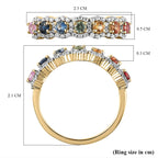 9K Yellow Gold Rainbow Sapphire and Moissanite Ring 1.02 Ct.