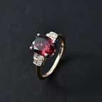 Extremely Rare Size-  9K Yellow Gold Orissa Natural Rhodolite Garnet (Oval 10x8 mm) and Natural Diamond Ring 3.40 Ct.