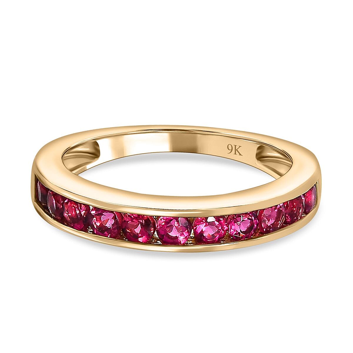 9K Yellow Gold Rubellite Half Eternity Wedding Band Ring 7544158 0