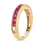 9K Yellow Gold Rubellite Half Eternity Band Ring
