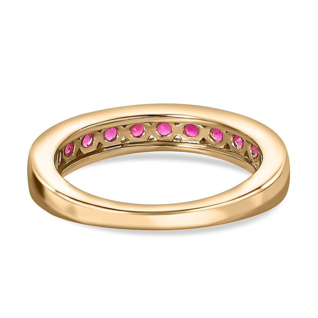 9K Yellow Gold Rubellite Half Eternity Band Ring