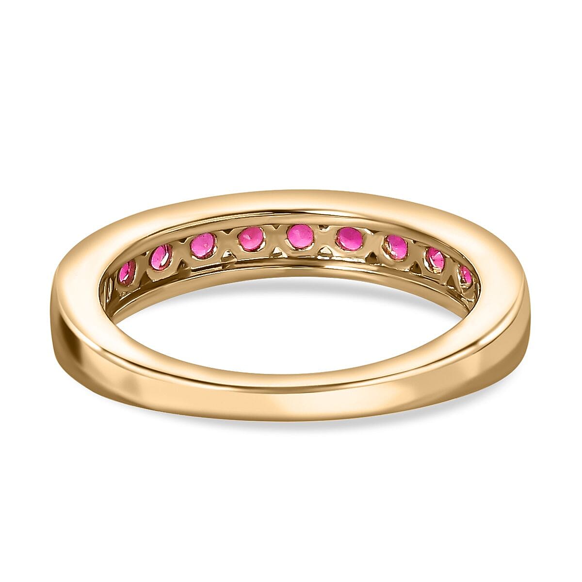 9K Yellow Gold Rubellite Half Eternity Wedding Band Ring 7544158 4