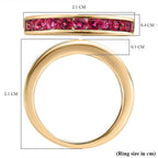 9K Yellow Gold Rubellite Half Eternity Band Ring