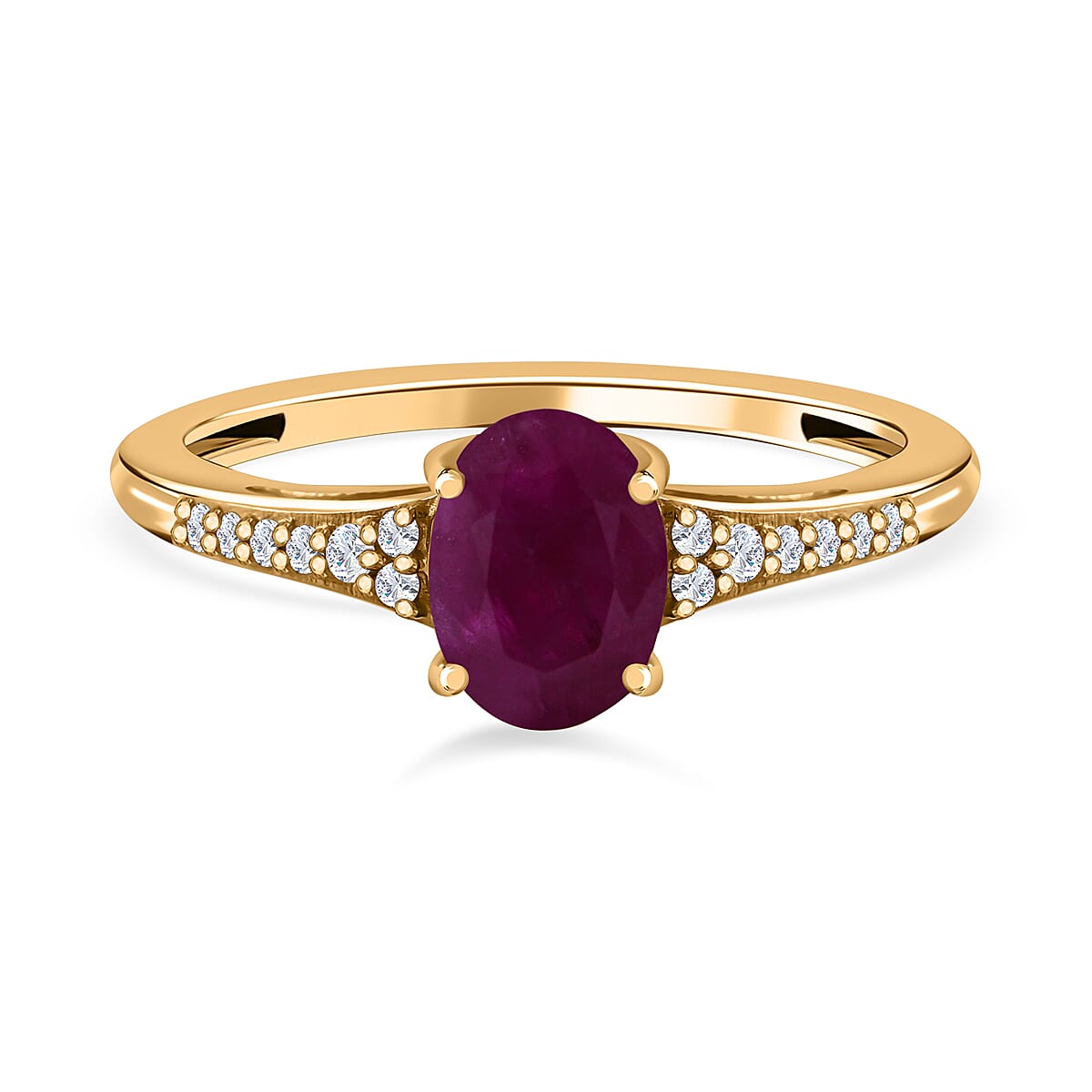 9K Yellow Gold Ruby and Moissanite Ring 1.20 Ct. 7539833 0