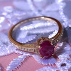 9K Yellow Gold Ruby and Moissanite Ring 1.20 Ct.
