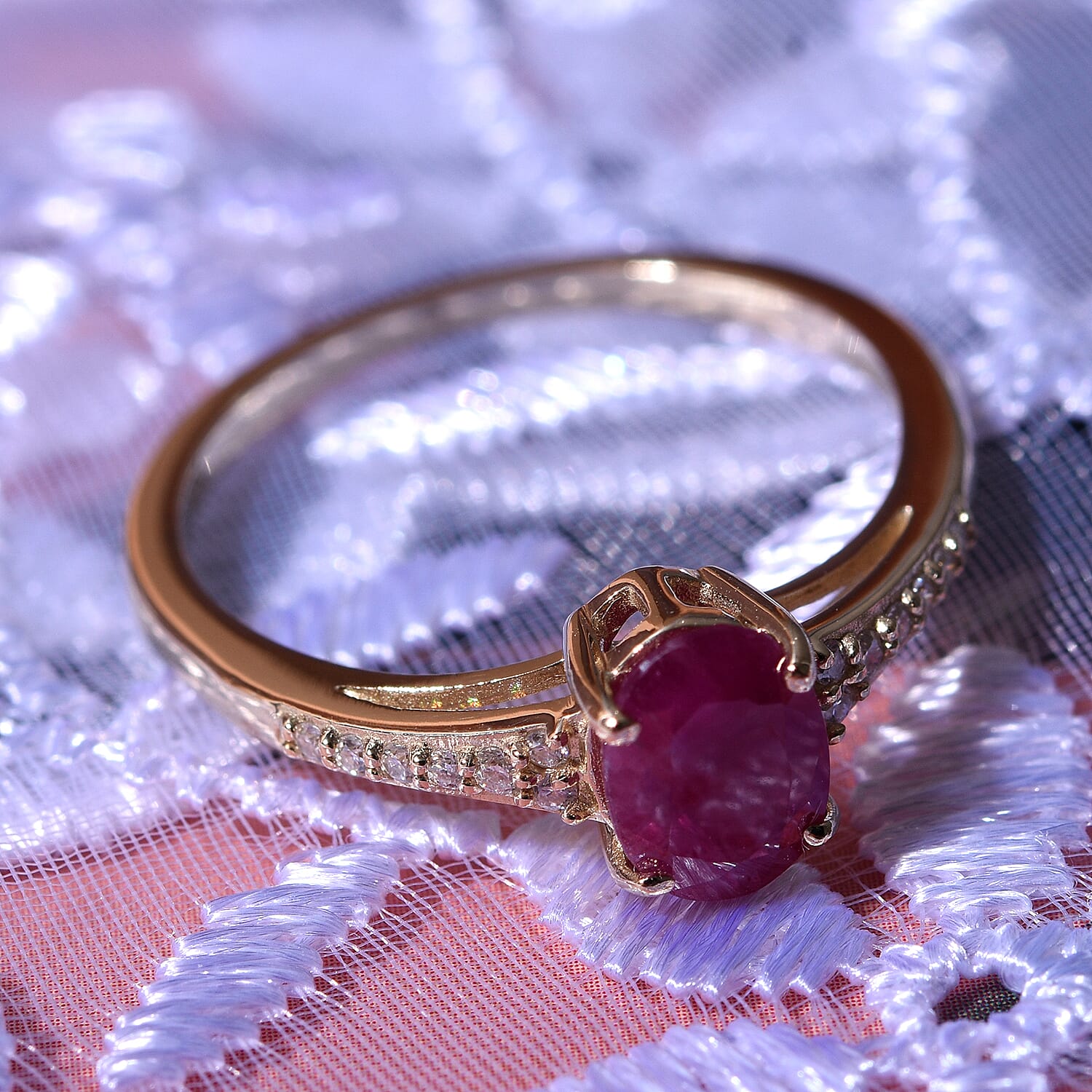 9K Yellow Gold Ruby and Moissanite Ring 1.20 Ct. 7539833 1