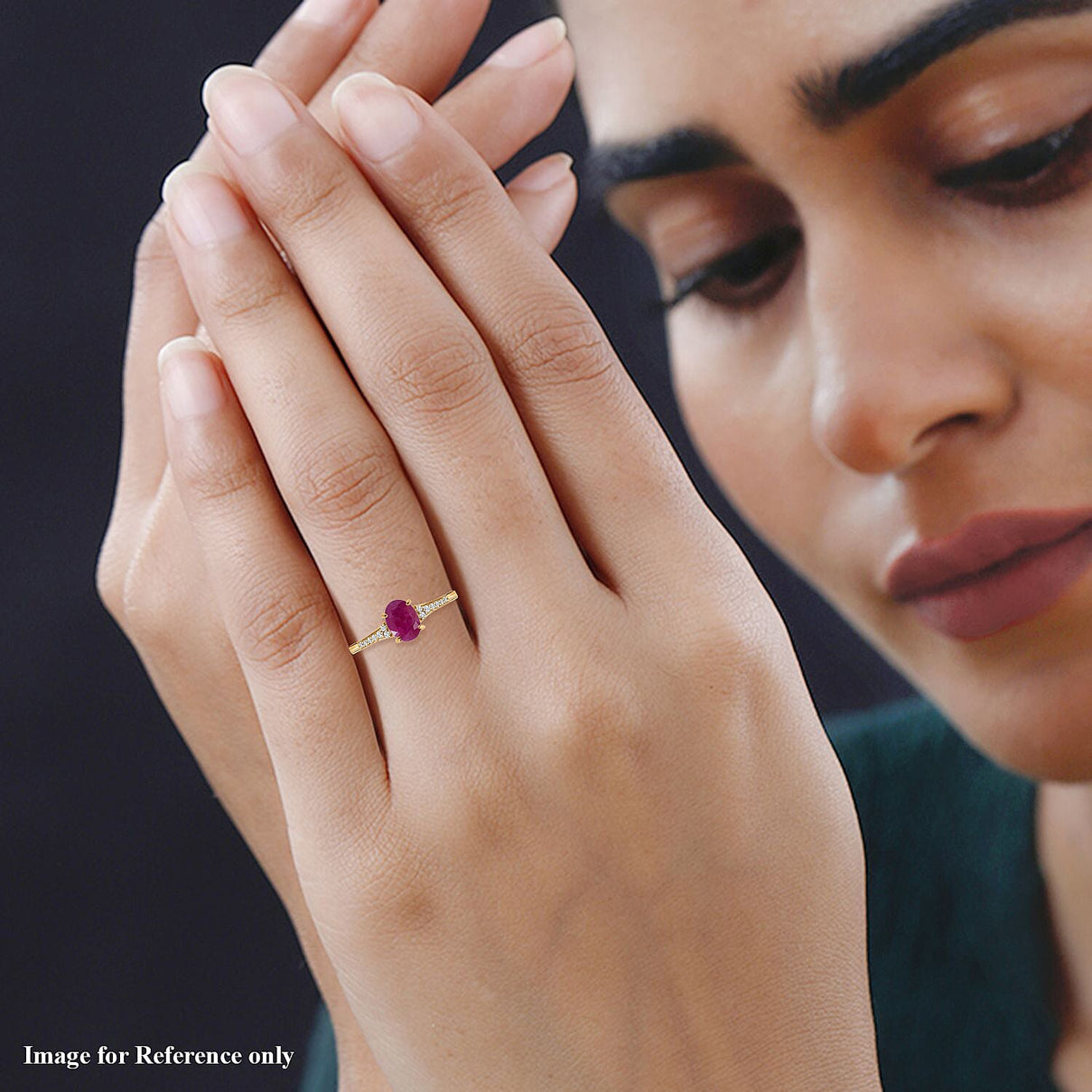 9K Yellow Gold Ruby and Moissanite Ring 1.20 Ct. 7539833 2