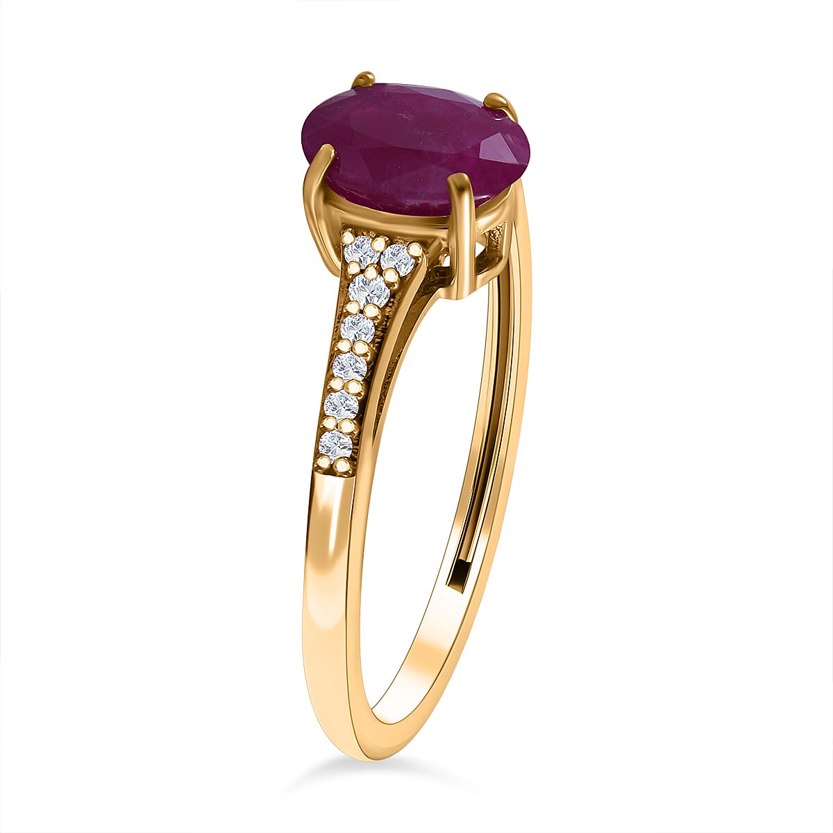 9K Yellow Gold Ruby and Moissanite Ring 1.20 Ct. 7539833 3