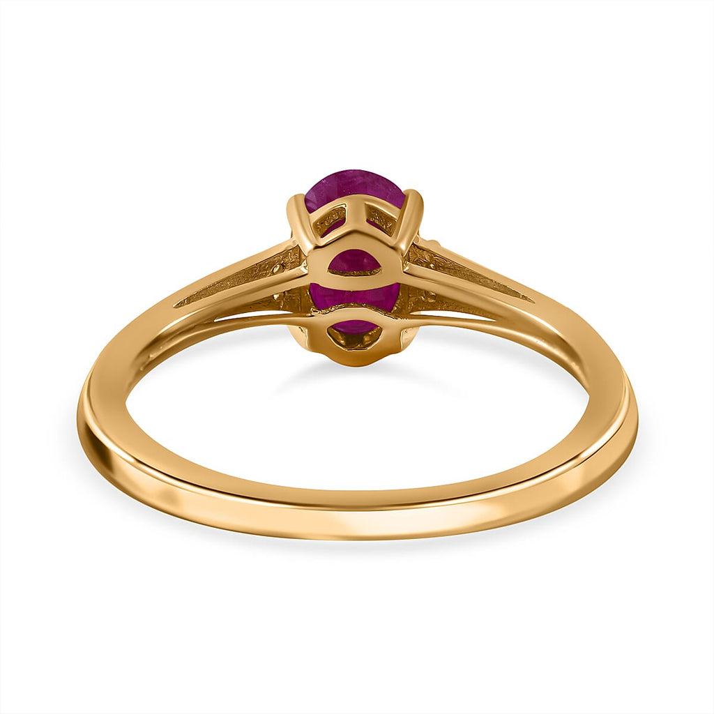 9K Yellow Gold Ruby and Moissanite Ring 1.20 Ct.