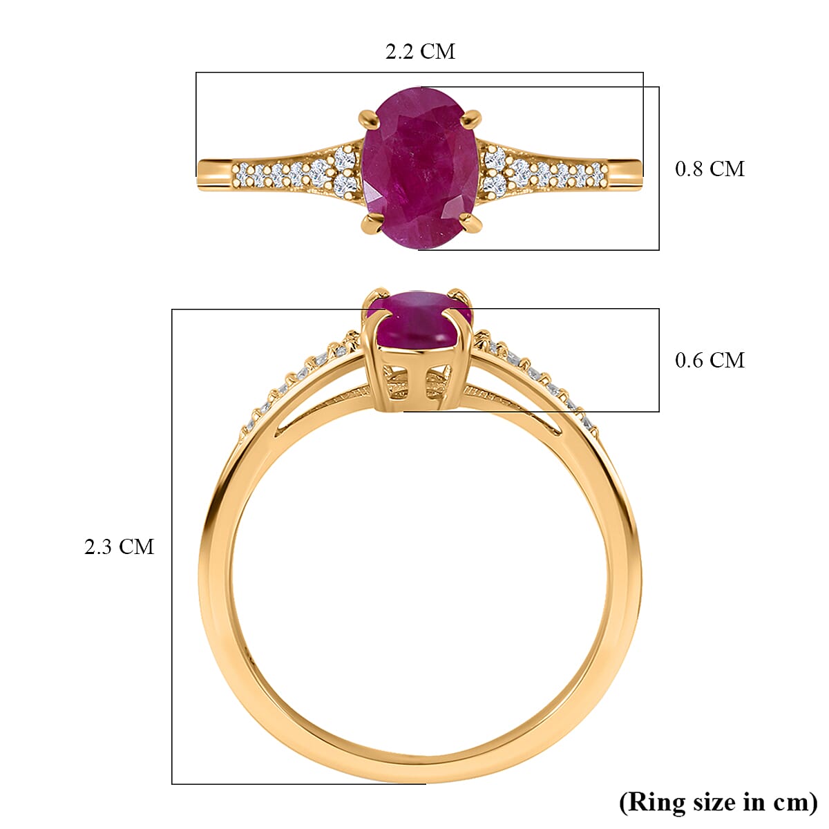 9K Yellow Gold Ruby and Moissanite Ring 1.20 Ct. 7539833 5