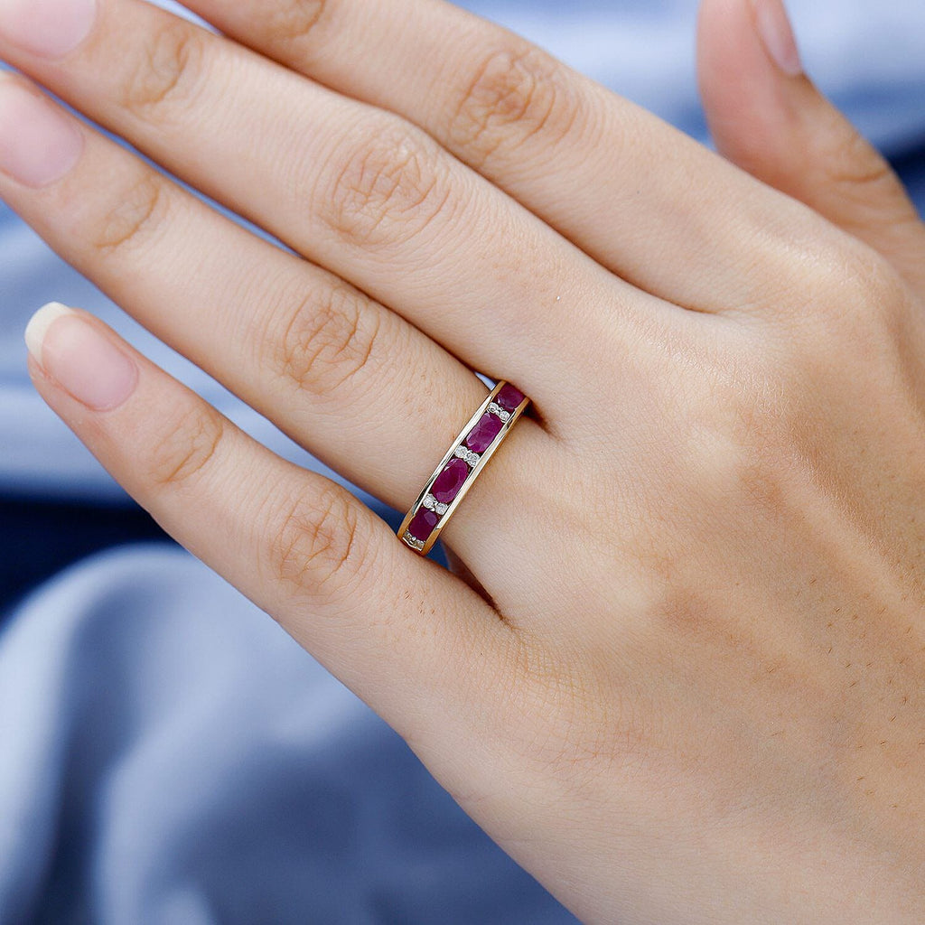 9K Yellow Gold Ruby and Diamond Ring 1.32 Ct.