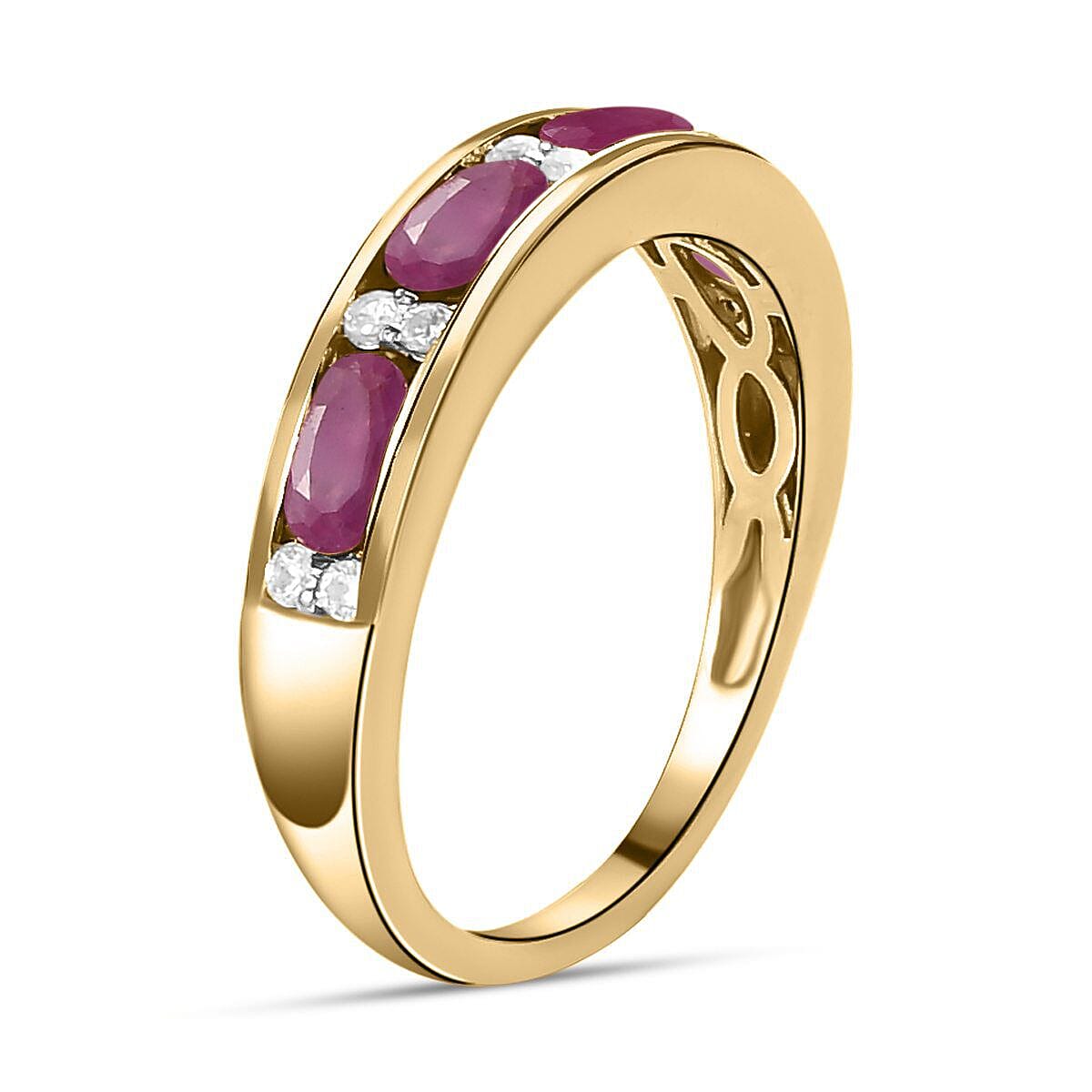 9K Yellow Gold Ruby and Diamond Half Eternity Wedding Band Ring 1.32 Ct 7238264 6