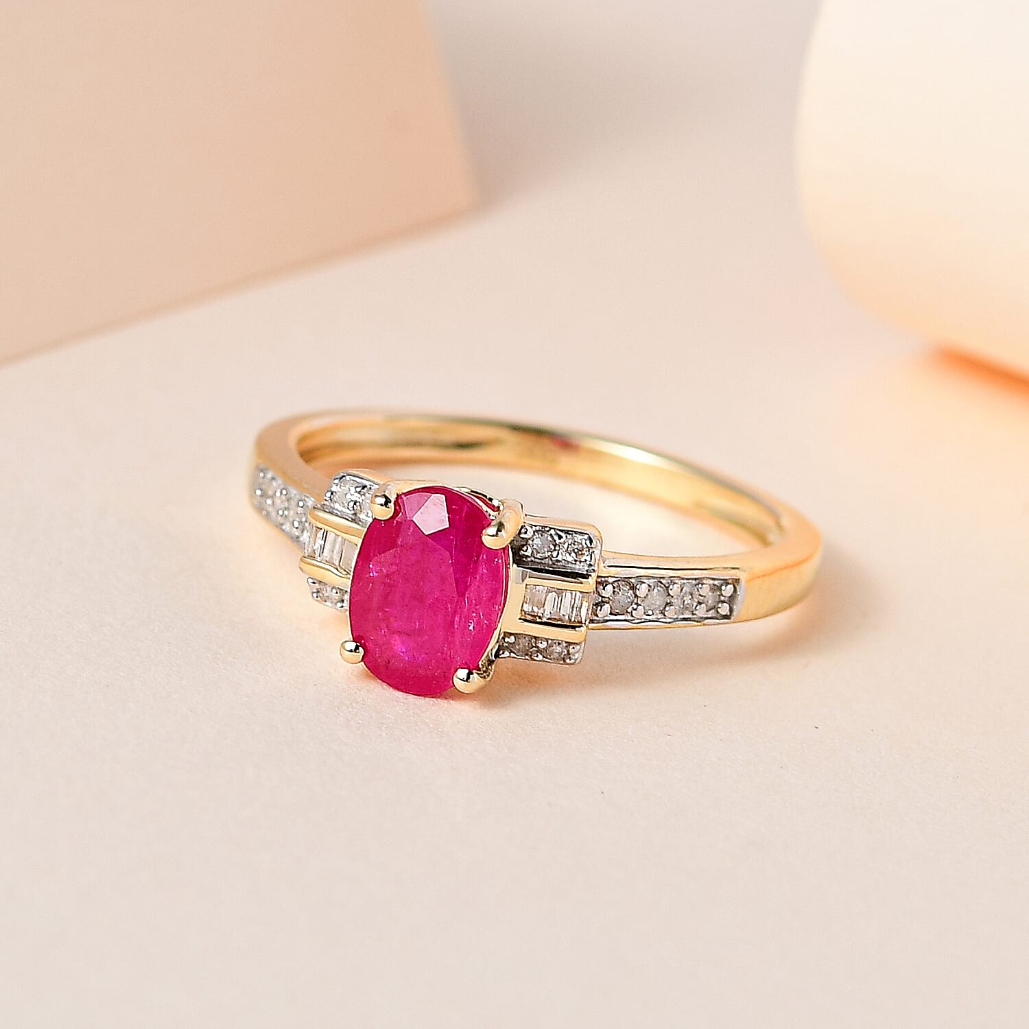 1.15 AA Ruby and Diamond Classic Ring in 9K Yellow Gold 7536003 2