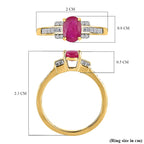 9K Yellow Gold Ruby and Diamond Ring 1.15 Ct