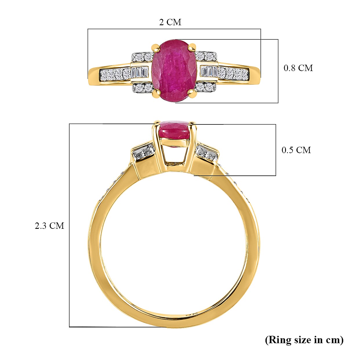 1.15 AA Ruby and Diamond Classic Ring in 9K Yellow Gold 7536003 6