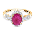 9K Yellow Gold AA Ruby and Moissanite Ring 2.02 Ct
