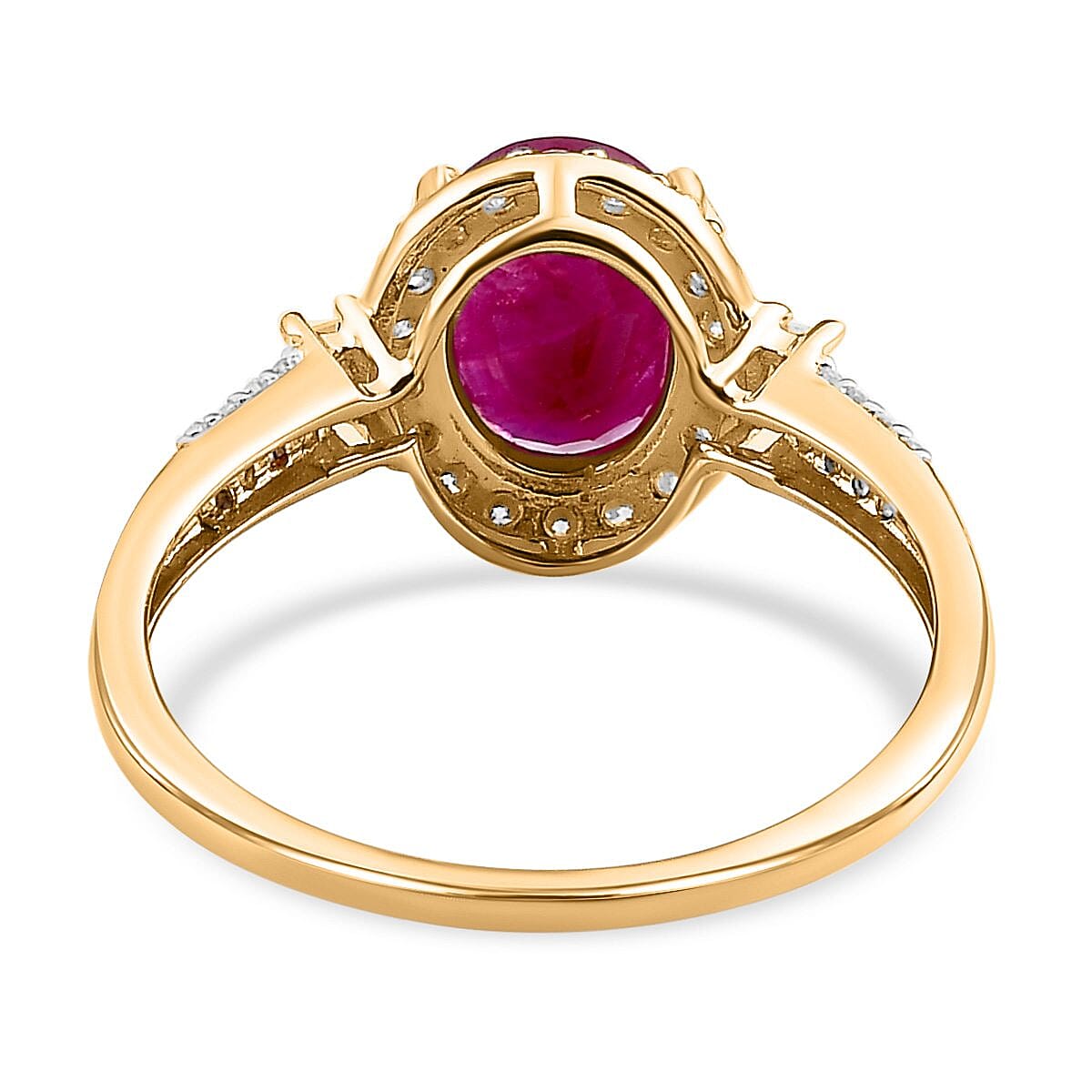 2.02 Ct AA Ruby and Moissanite Classic Halo Ring in 9K Yellow Gold 7211893 9
