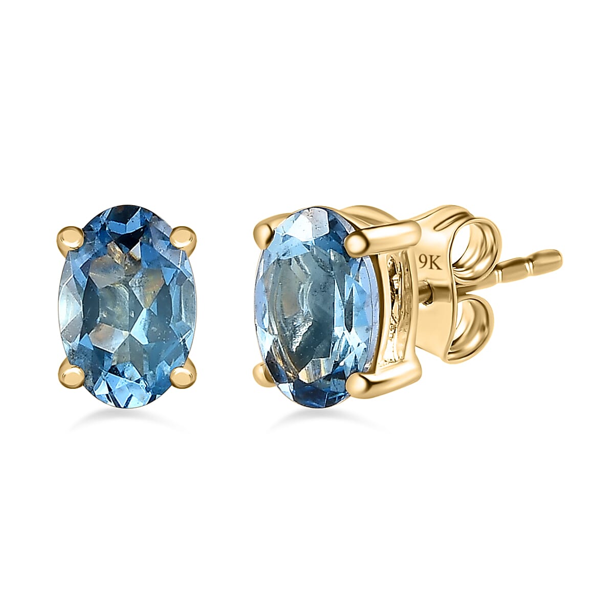 9K Yellow Gold Santamaria Aquamarine Solitaire Earrings 7662047 0