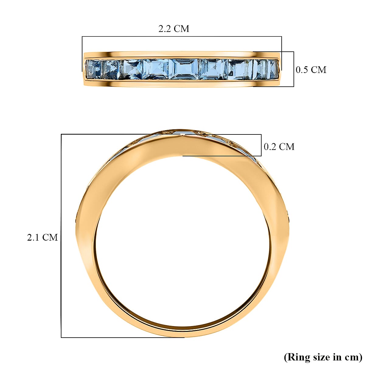 9K Yellow Gold Santamaria Aquamarine Half-Eternity Wedding Band Ring 1.17 Ct 7523039 11